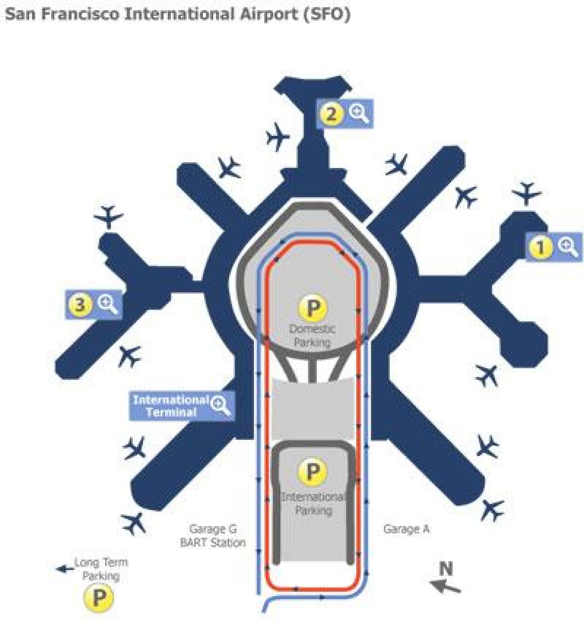 San Francisko oro uosto vartų žemėlapyje