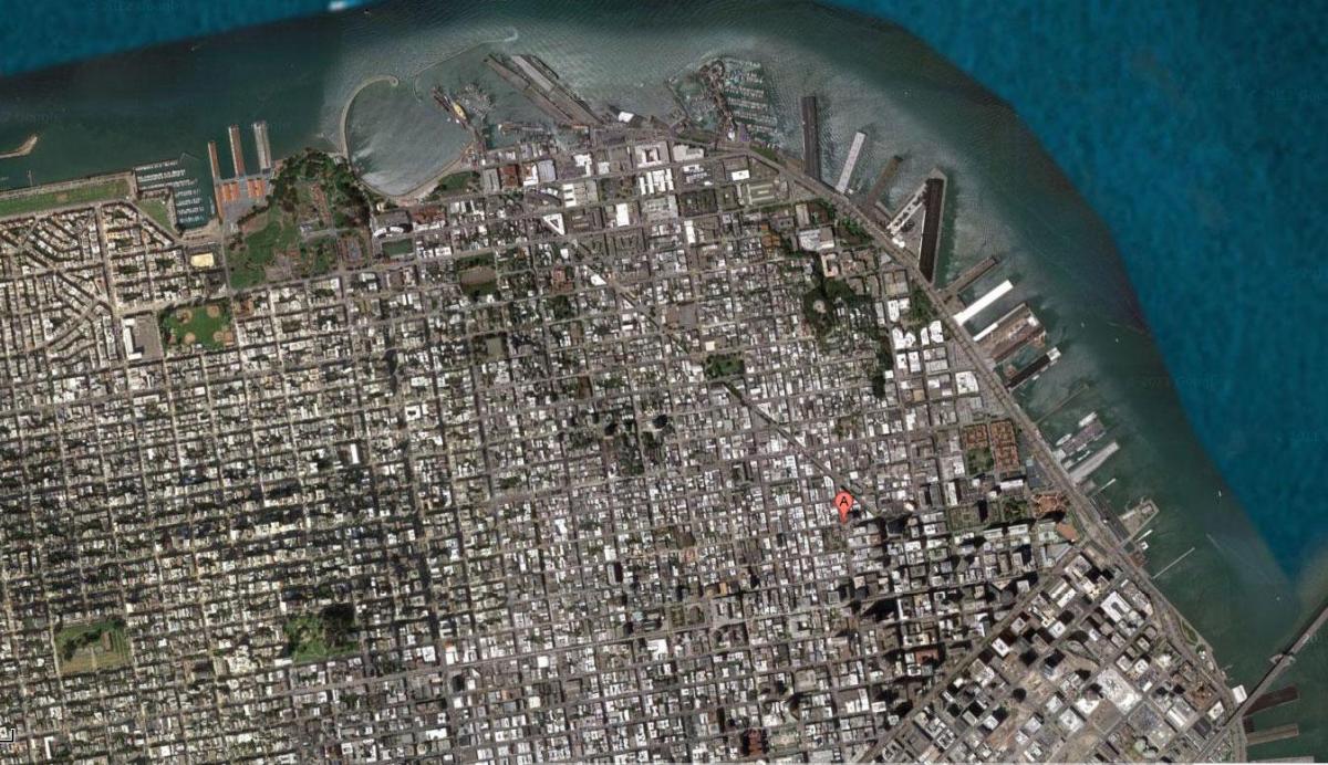 Žemėlapis San Francisko palydovinių