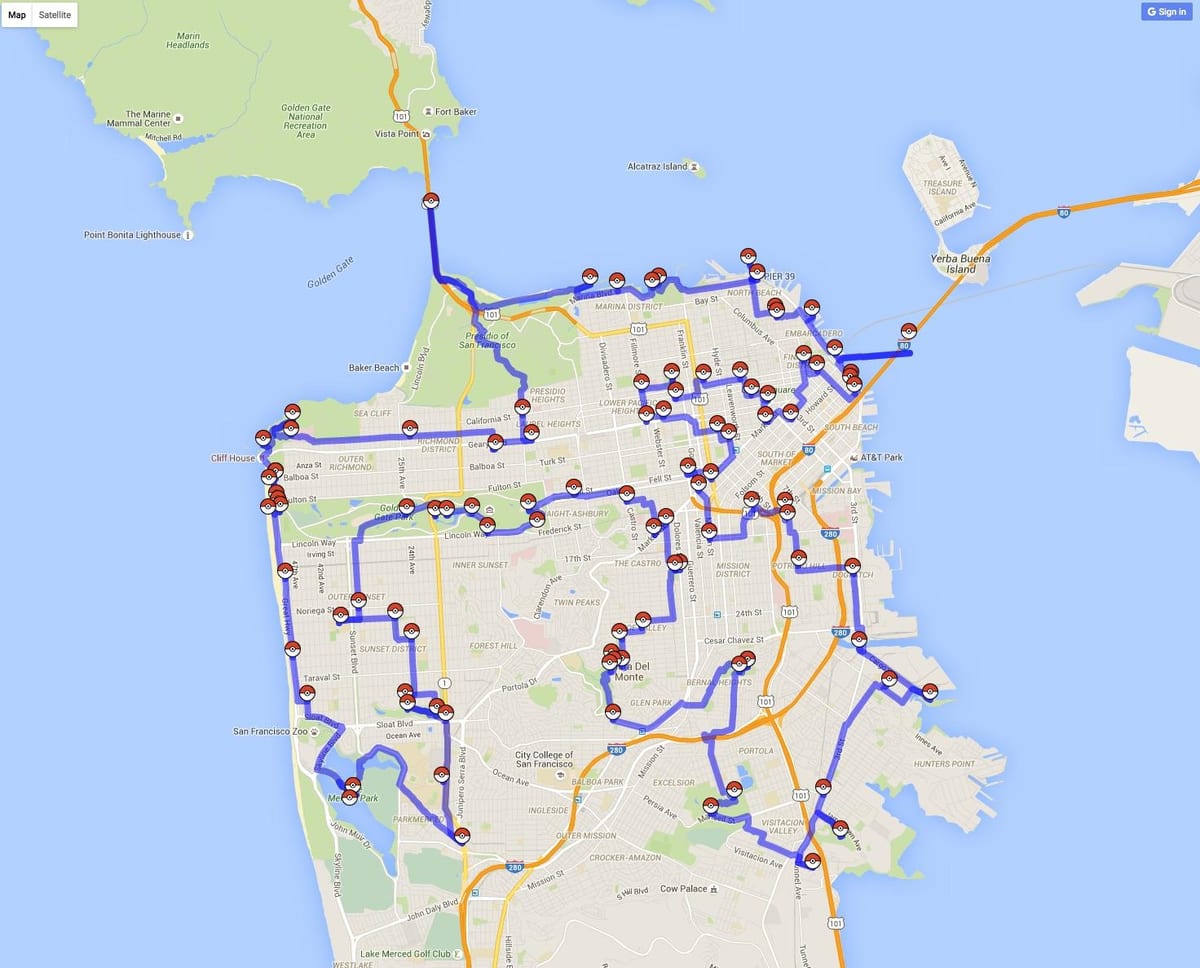 Žemėlapis San Francisko pokemon