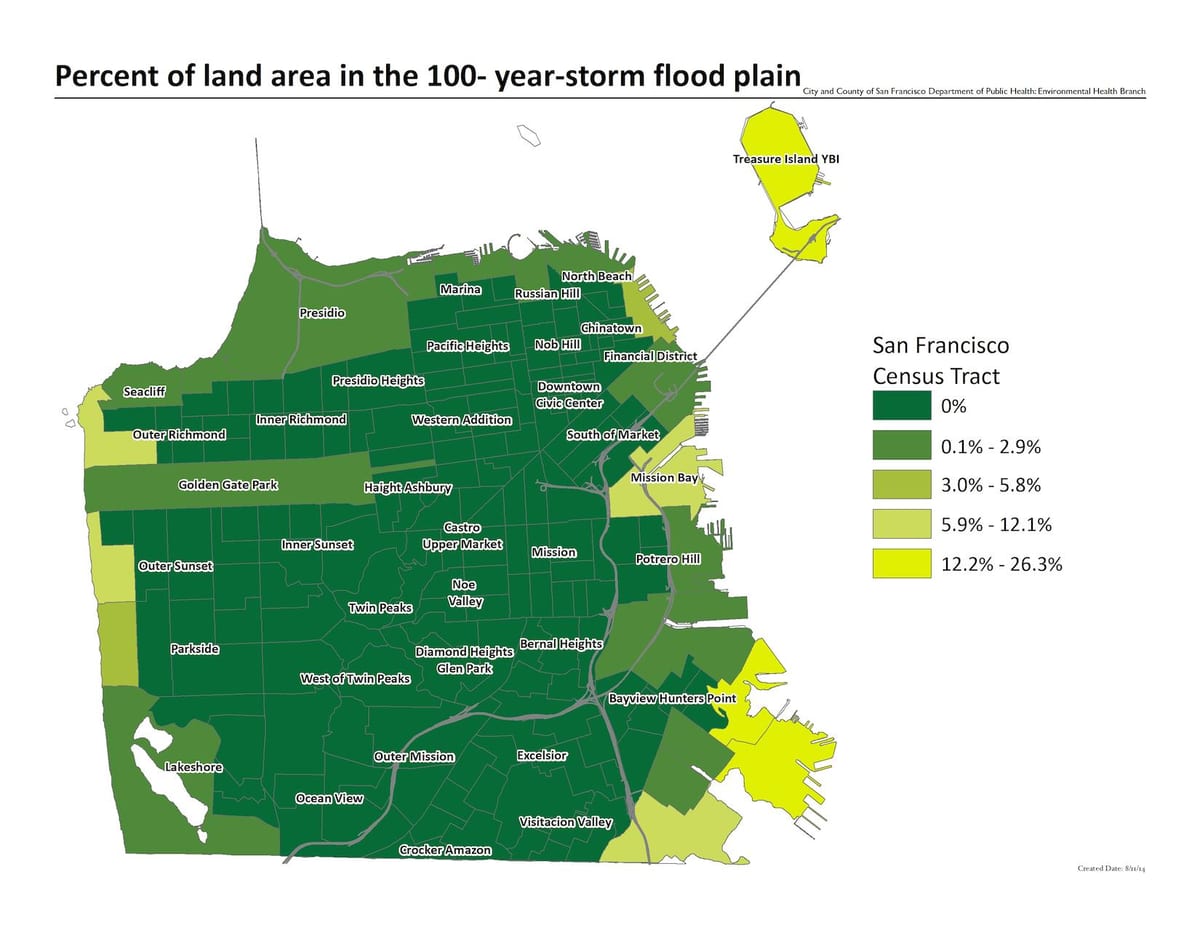 Žemėlapis San Francisko potvynio zoną