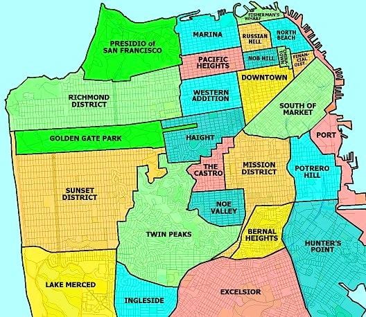 priemiestyje San Francisko žemėlapyje