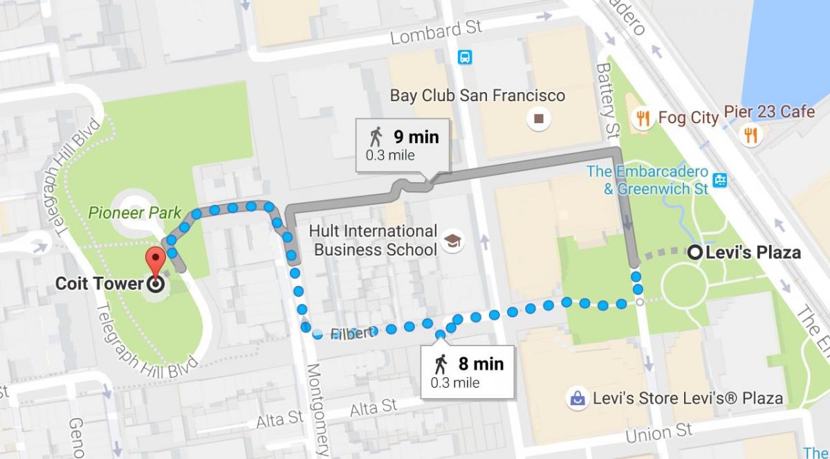 Žemėlapis San Francisko savarankiškai ekskursija po