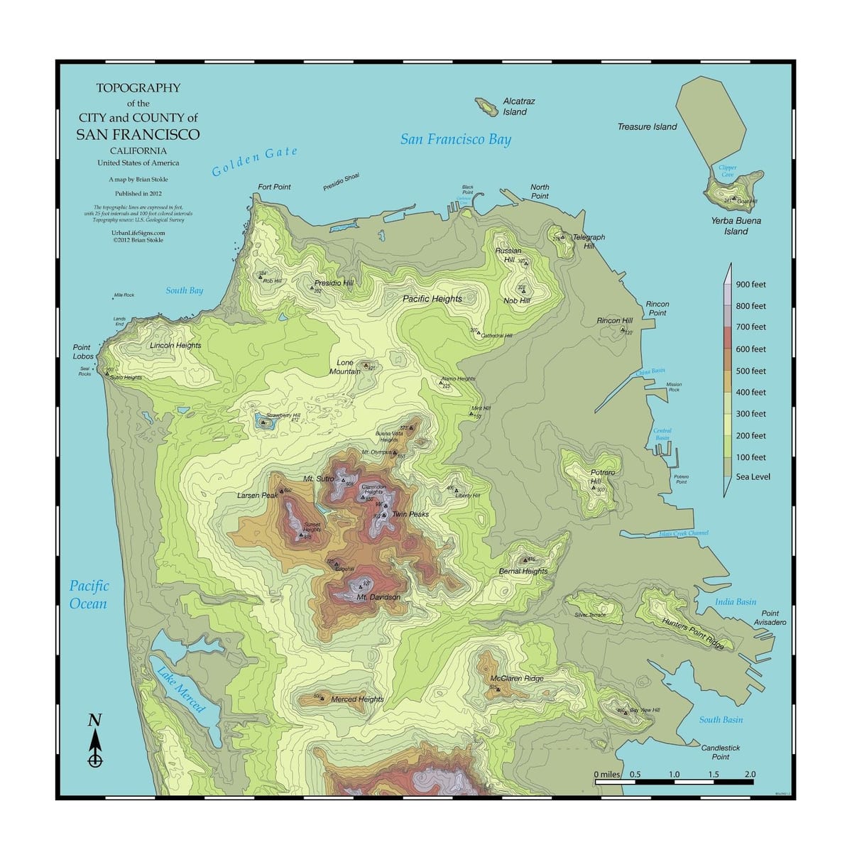 Žemėlapis San Francisko topo