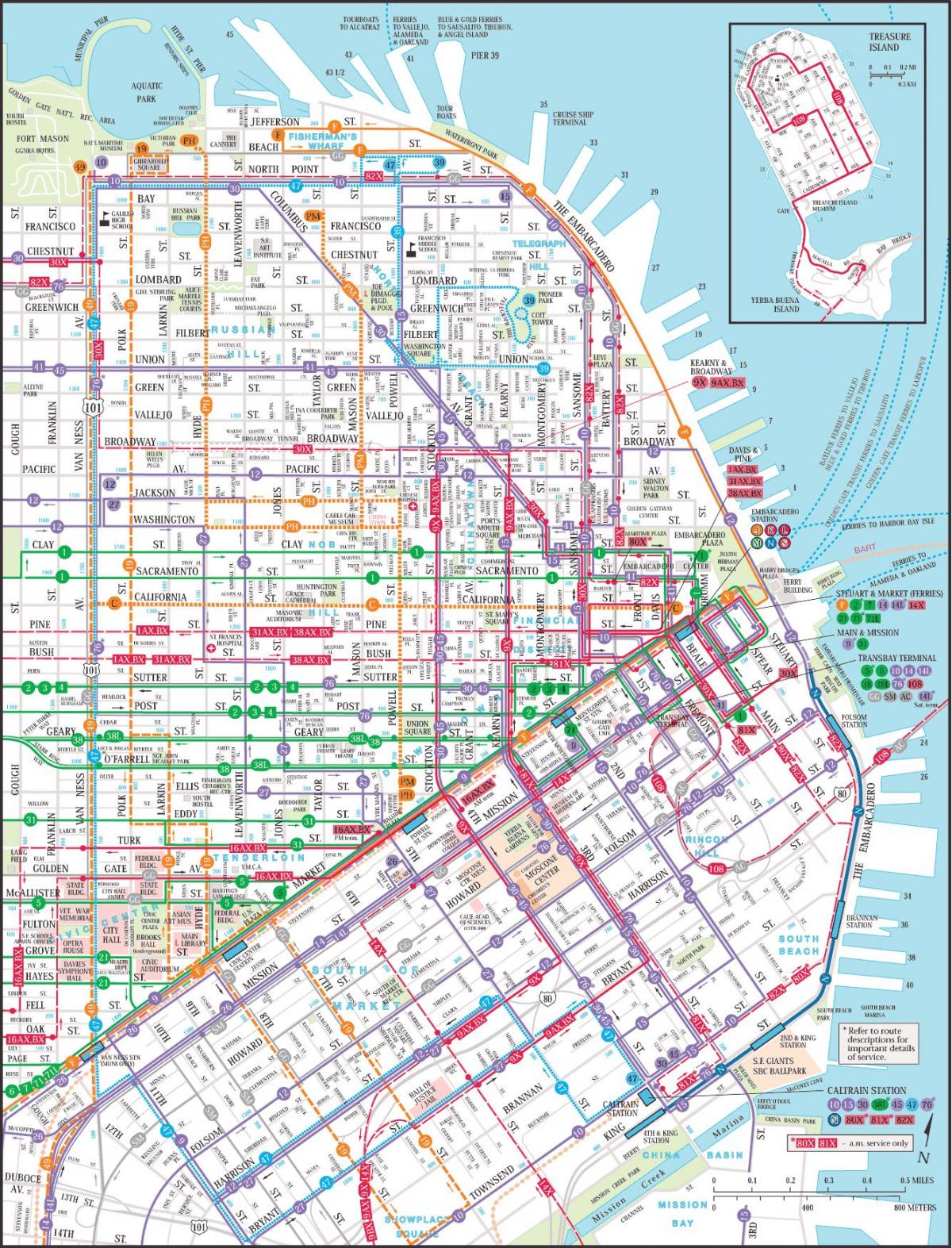 San Francisko viešojo transporto žemėlapis
