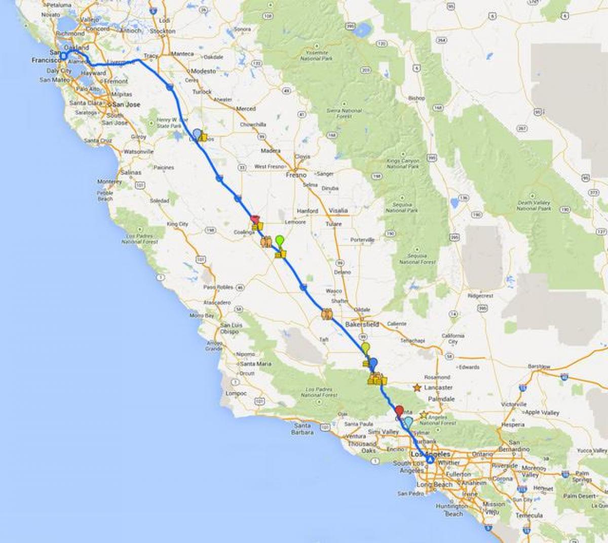 Žemėlapis San Francisko vairuotojo kelionė