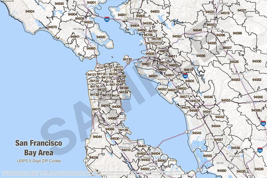bay area vietovės kodą žemėlapyje