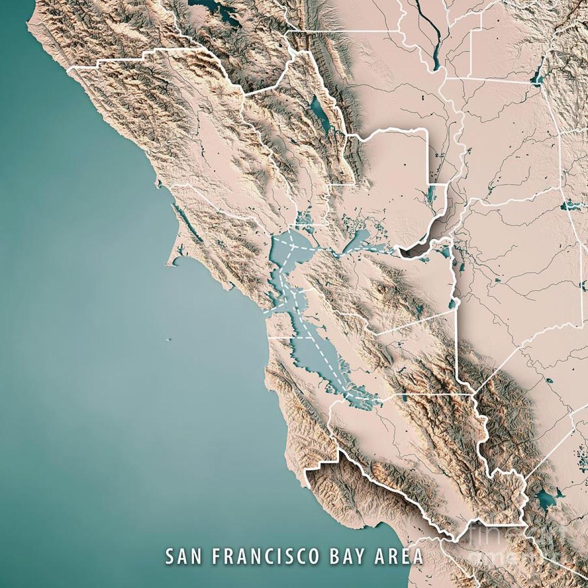 Žemėlapis San Francisco bay topografinis 