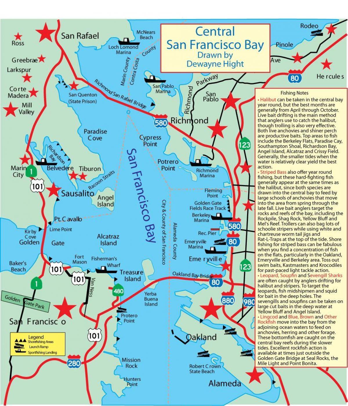 Žemėlapis San Francisco bay žvejybos 