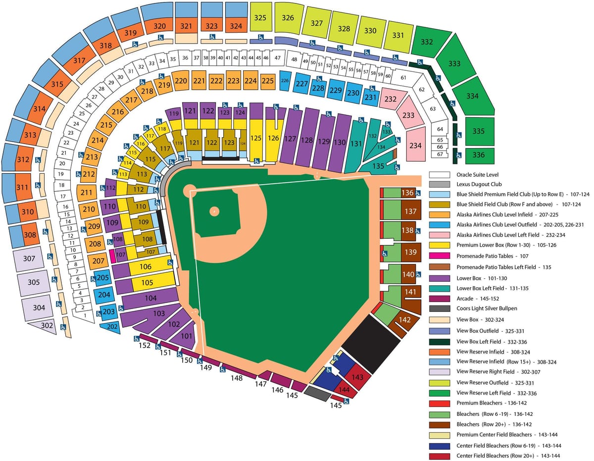 San Francisco giants sėdynės žemėlapyje