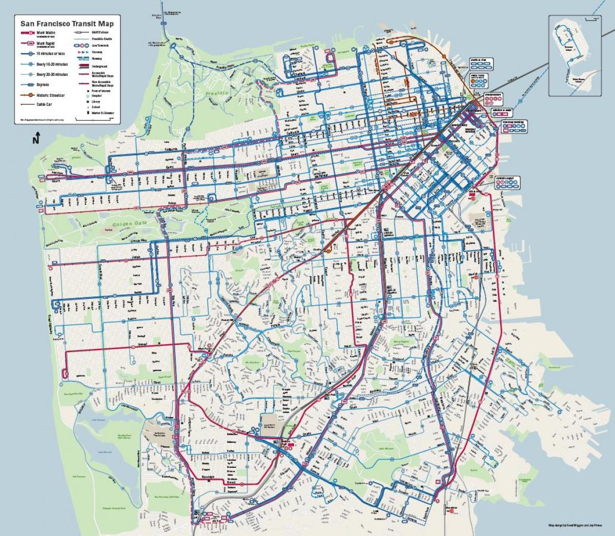 San Francisko autobusų sistema žemėlapyje