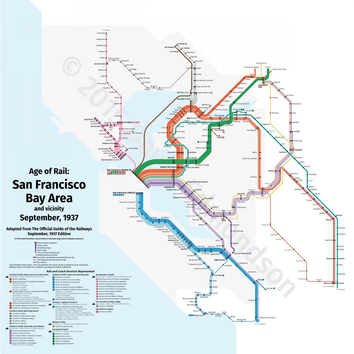 San Fran traukinių žemėlapis