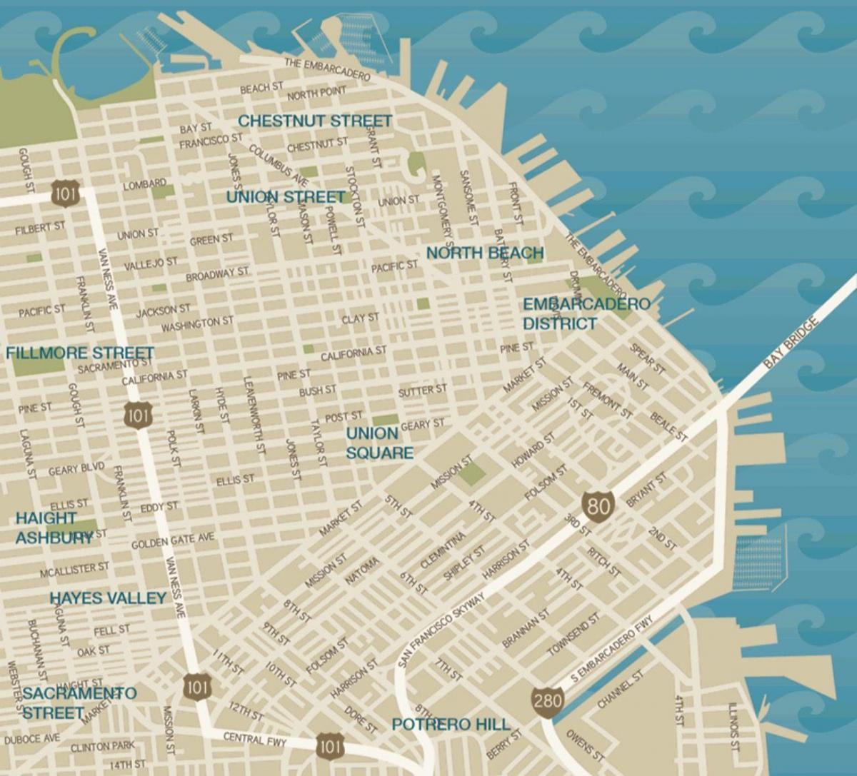 žemėlapis downtown San Francisco union square