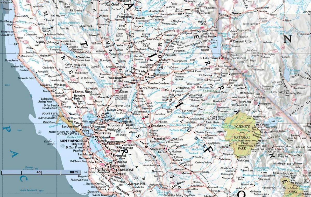 Žemėlapį į šiaurę nuo San Francisko