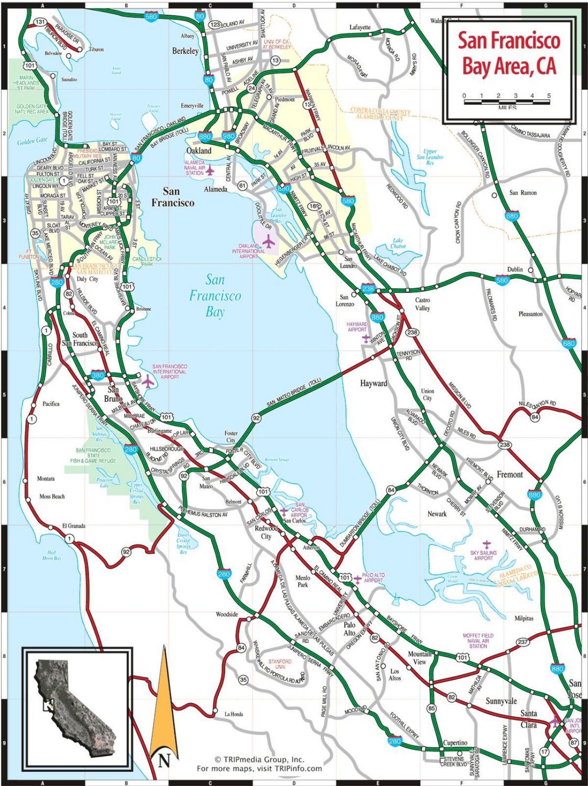 žemėlapis San Francisco bay area