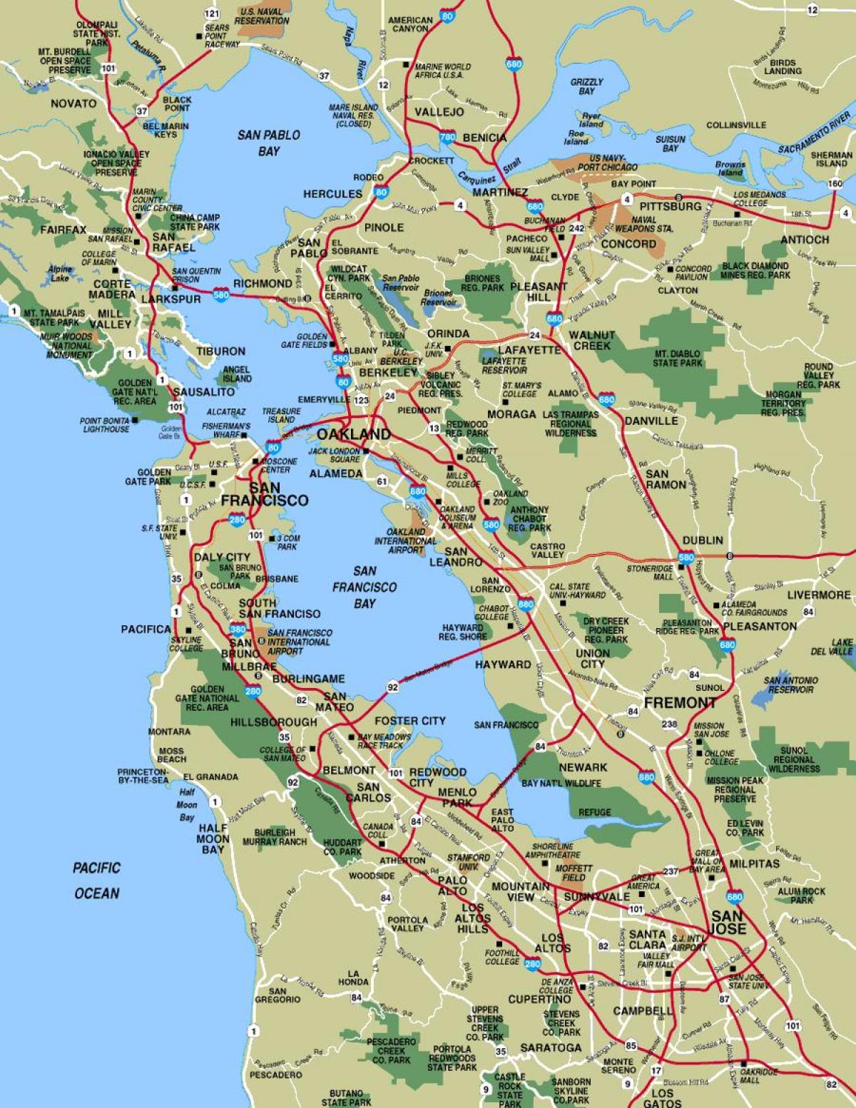 San Francisko ir vietovės žemėlapyje