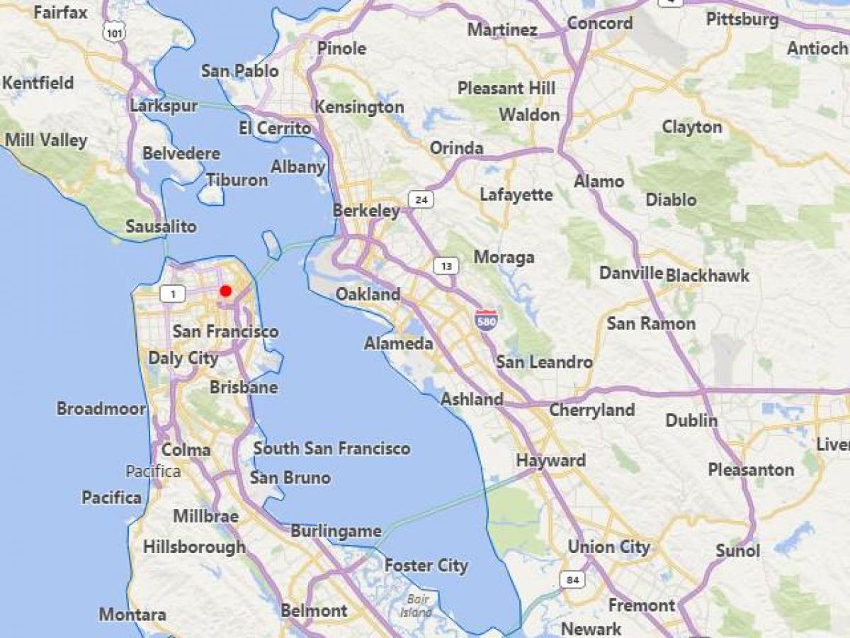 žemėlapis kalifornijos miestai šalia San Francisco