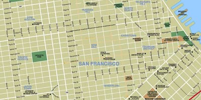 Žemėlapis downtown San Franciskas, ca