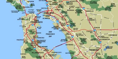 San Francisko ir vietovės žemėlapyje