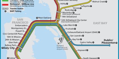 San Francisko bart sistemos žemėlapis