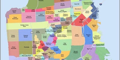 San Francisko bay area " kaimynystėje žemėlapyje