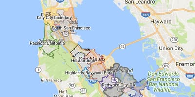 Žemėlapis bay area miesto ribos