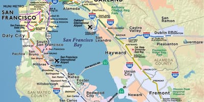 Žemėlapis bay area oro uostai
