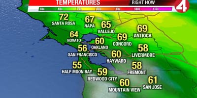 Žemėlapis bay area temperatūra