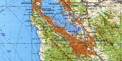 San Francisko bay area topografinis žemėlapis
