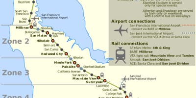 San Francisko caltrain žemėlapyje
