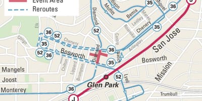 Žemėlapis glen parkas-San Franciskas