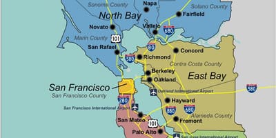 Žemėlapis pietų San Francisko bay area