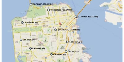 Žemėlapis San Francisko koordinatės