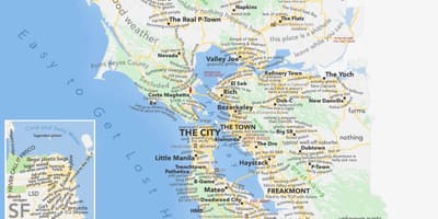 San Francisko bay area žemėlapis kalifornijos