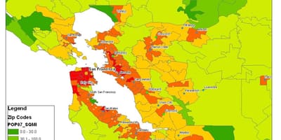 Žemėlapis San Francisko gyventojų