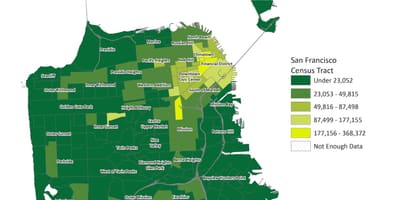 Žemėlapis San Francisko gyventojų tankis