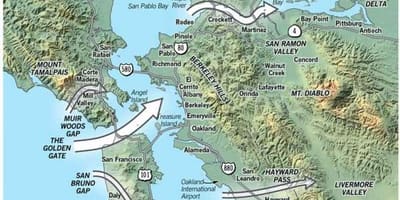 Žemėlapis San Francisko mikroklimatas