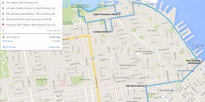 San Francisko ekskursijos pėsčiomis žemėlapyje