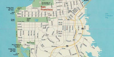 Žemėlapis San Francisko pagrindinės vertybės