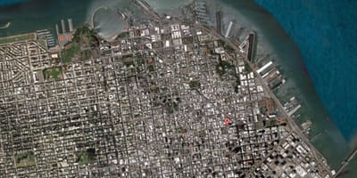 Žemėlapis San Francisko palydovinių