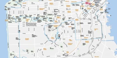 Žemėlapis San Francisko orientyrai