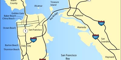 Žemėlapis San Francisko paplūdimiai