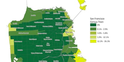 Žemėlapis San Francisko potvynio zoną