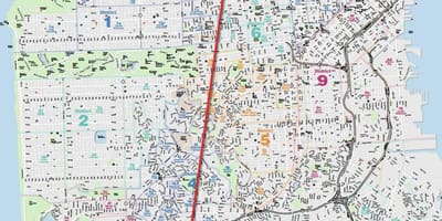 Žemėlapis San Francisko rūko
