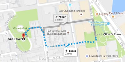 Žemėlapis San Francisko savarankiškai ekskursija po