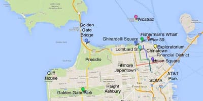 Turizmo žemėlapis San Franciskas zonos