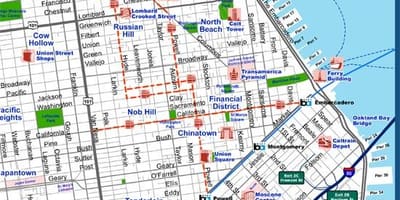 San Francisko miesto žemėlapį turistų