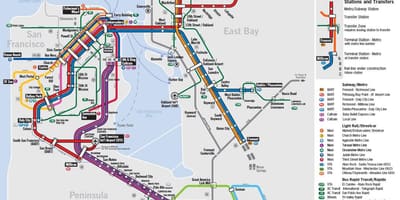 Žemėlapis viešojo transporto San Francisco