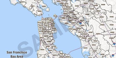 Bay area vietovės kodą žemėlapyje