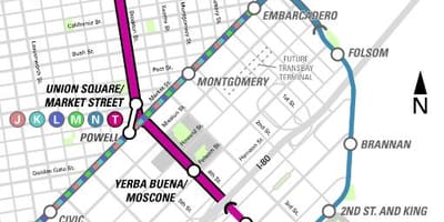 Centrinė metro San Francisko žemėlapyje