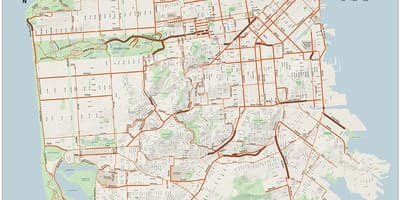 San Francisko dviračių žemėlapis